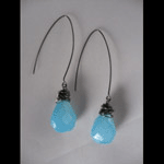 Chalcedony with oxidized silver wire earrings